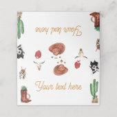 Erste Rodeo Cowboy Platzkarte (Außenseite Aufgefaltet)