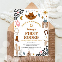 Erste Rodeo Cowboy Western 1. Geburtstagseinladung