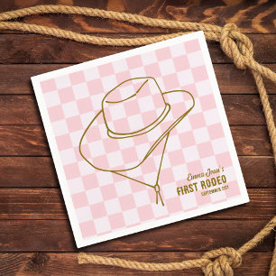 Erste Rodeo-Cowboyhut kariert 1. Geburtstag Serviette