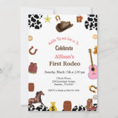 Erste Rodeo Cowgirl Geburtstagsparty Einladung (Vorderseite)