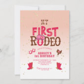 Erste Rodeo Cowgirl Peach 1. Geburtstag Einladung (Vorderseite)