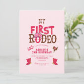 Erste Rodeo Cowgirl Pink 2. Geburtstag Einladung (Stehend Vorderseite)