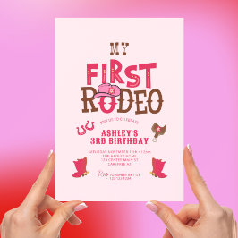 Erste Rodeo Cowgirl Pink 3. Geburtstag Einladung