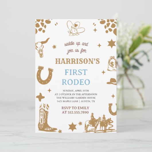 Erste Rodeo-Einladung, meine erste Rodeo-Einladung Einladung (Stehend Vorderseite)