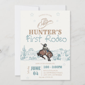 Erste Rodeo-Geburtstagseinladung | Cowboy First Einladung