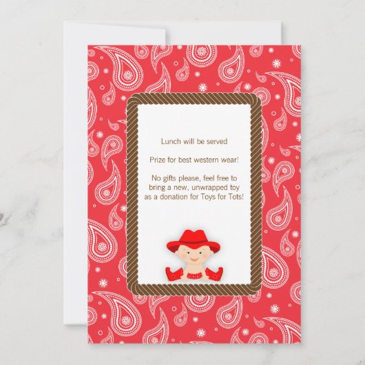 Erste Rodeo Geburtstagseinladung Einladung (Rückseite)