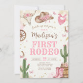 Erste Rodeo-Geburtstagseinladung Mädchen Einladung (Vorderseite)