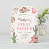Erste Rodeo-Geburtstagseinladung Mädchen Einladung (Stehend Vorderseite)