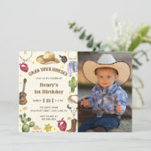 Erste Rodeo Grab Your Horses Foto Einladung (Stehend Vorderseite)