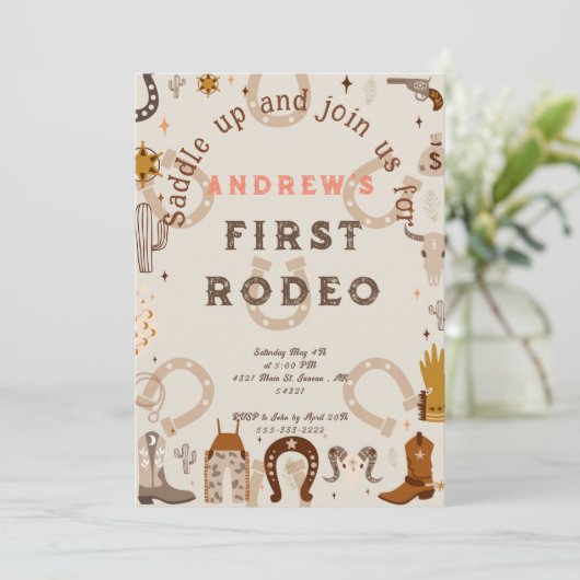 Erste Rodeo-Horseshoe-Musterland Einladung (Stehend Vorderseite)