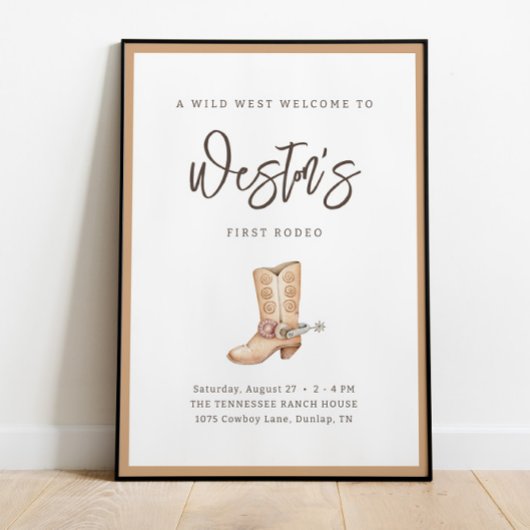 Erste Rodeo Neutral Southern Cowboy Geburtstag Poster