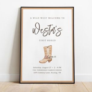 Erste Rodeo Neutral Southern Cowboy Geburtstagpost Poster