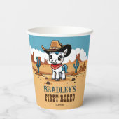 Erste Rodeo niedlich Cowboy-Geburtstagsparty Pappbecher (Rückseite)