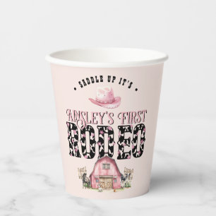 Erste Rodeo Niedlich Pink Personalisiert 1. Geburt Pappbecher
