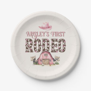 Erste Rodeo Niedlich Pink Personalisiert 1. Geburt Pappteller
