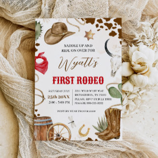 ERSTE RODEO Western Cowboy 1. Geburtstag Einladung