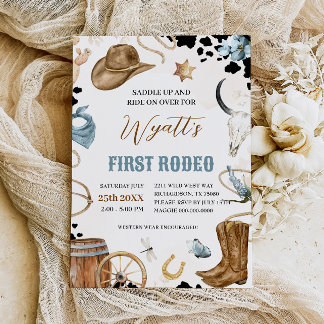 ERSTE RODEO Western Cowboy 1. Geburtstag Einladung