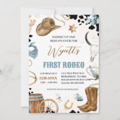 ERSTE RODEO Western Cowboy 1. Geburtstag Einladung (Vorderseite)