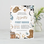 ERSTE RODEO Western Cowboy 1. Geburtstag Einladung (Stehend Vorderseite)