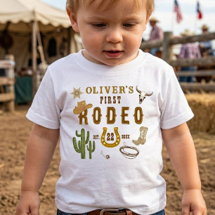 Erste Rodeo Western Cowboy Boys 1. Geburtstagsfeie Baby T-shirt