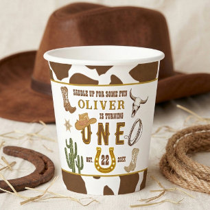 Erste Rodeo Western Cowboy Boys 1. Geburtstagsfeie Pappbecher