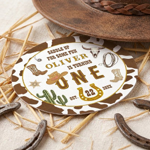 Erste Rodeo Western Cowboy Boys 1. Geburtstagsfeie Runder Pappuntersetzer