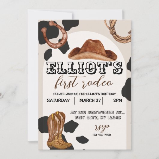 Erste Rodeo, Western Cowboy Einladung (Vorderseite)