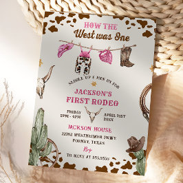 Erste Rodeo Western Cowboy Erste Geburtstagsparty Einladung