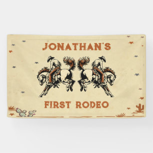 Erste Rodeo Western Cowboy Geburtstagsfeier Banner
