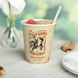 Erste Rodeo Western Cowboy Geburtstagsparty Pappbecher