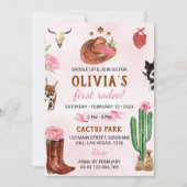 Erste Rodeo Western Cowgirl Birthday Einladung (Vorderseite)