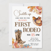 Erste Rodeo Western Girl 1. Geburtstag Einladung (Vorderseite)