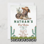 Erste Rodeo Western Pferde Cowboy Hat Kaktus Einladung (Vorderseite)