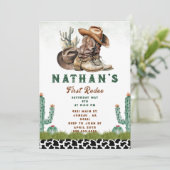 Erste Rodeo Western Pferde Cowboy Hat Kaktus Einladung (Stehend Vorderseite)