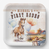Erste RODEO | Wild West Cowboy 1st Birthday Boy Pappteller (Vorderseite)
