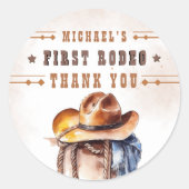 Erste RODEO | Wild West Cowboy 1st Birthday Boy Runder Aufkleber (Vorderseite)