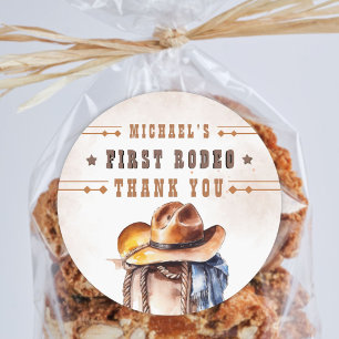 Erste RODEO Wild West Cowboy 1st Birthday Boy Runder Aufkleber