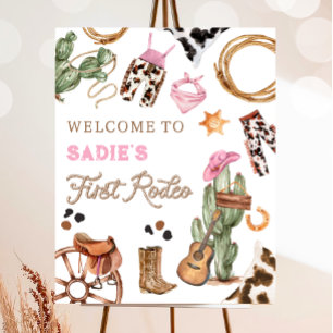 Erste Rodeo Wild West Cowgirl Geburtstag Willkomme Poster