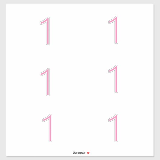 Erste Rosa Nummer Eins Niedliches Alter Aufkleber (Blatt)