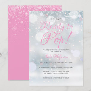 Erste rosa Schneeflocken – Baby Shower 'Ready to P Einladung