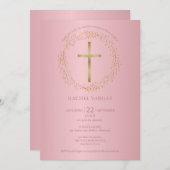 Erste Rose der heiligen Kommune Gold Cross Bloral Einladung (Vorne/Hinten)