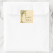 Erste Rose der Heiligen Kommunion Chalice Quadratischer Aufkleber (Tasche)