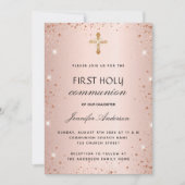 Erste Rose Gold Glitzer Luxus Einladung (Vorderseite)