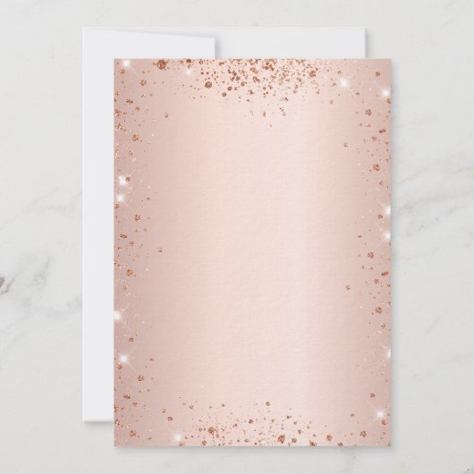 Erste Rose Gold Glitzer Luxus Einladung (Rückseite)