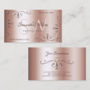 Erste Rose Gold Verziert Corner Borders Visitenkarte