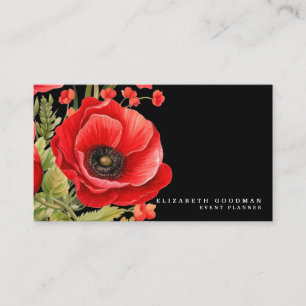 Erste rote Klatschmohn-Schwarze Visitenkarten Visitenkarte