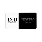 Erste Rücksendeadresse der Schwarz-weißen Monogram Adressaufkleber (Vorne)