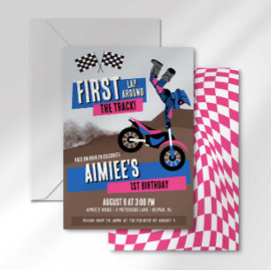 Erste Runde um das Track Dirt Bike Geburtstag Einladung