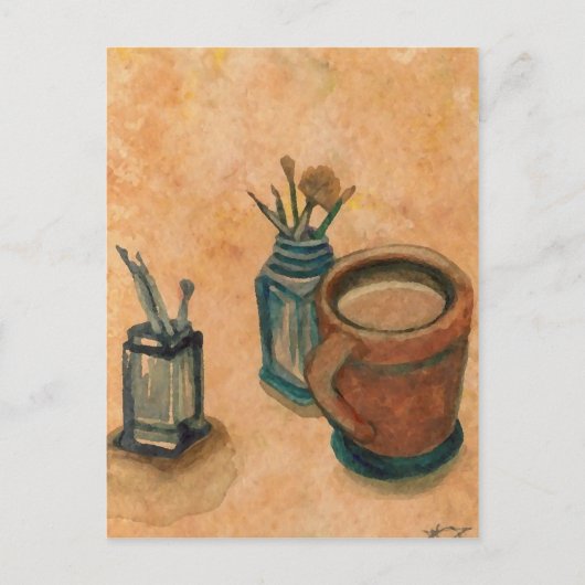 Erste Sache im KricketDiane Kaffeekunst Postkarte (Vorderseite)