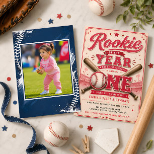 Erste Saison Rosa Baseball Geburtstag Einladung